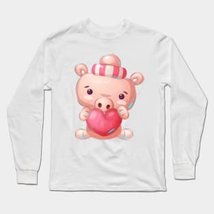 Cute Pig with Love Long Sleeve T-Shirt